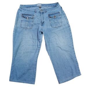 F.L. Jeans Cropped Denim Wide Leg Capris Plus Sz 18 Light Blue